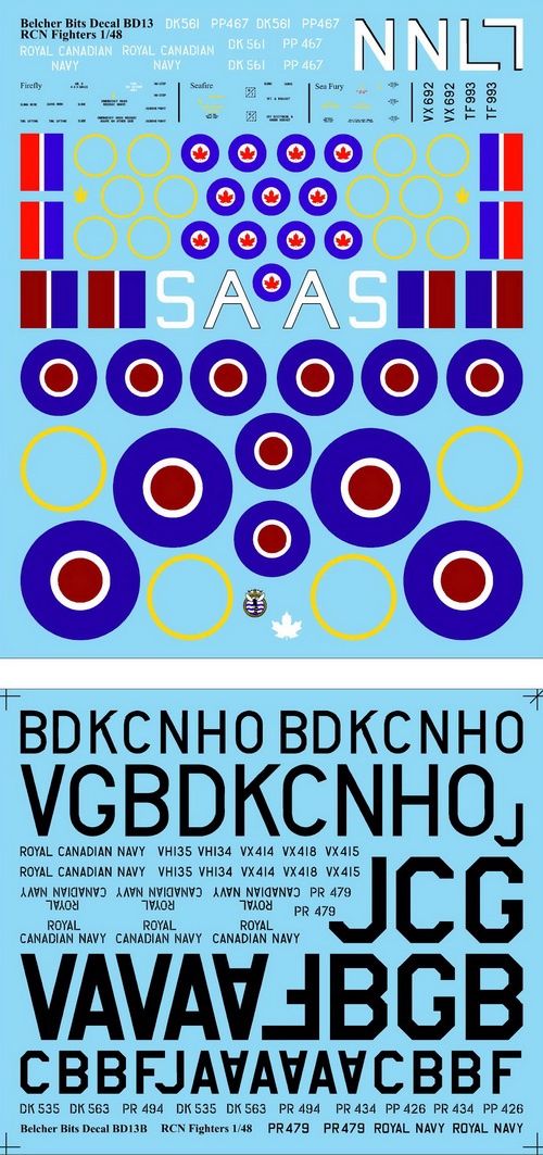 1/48 Canadian Seafire, Firefly and Sea Fury decals