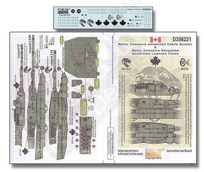 1/35 Echelon RCAC &amp; Royal Canadian Dragoons Gagetown Leopard tank decals