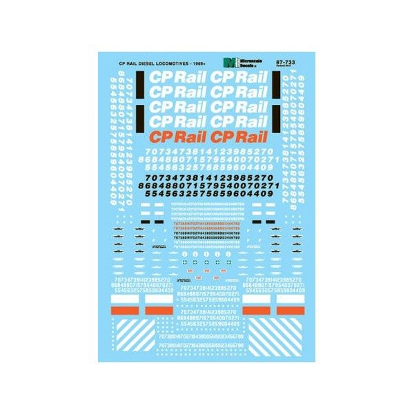 Canadian Pacific - CP - Diesel Locomotives, 1969-1995 HO Scale Decals