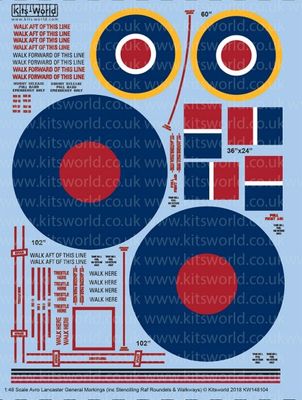 1/48 Avro Lancaster General markings, stencilling, RAF roundels &amp; walkways