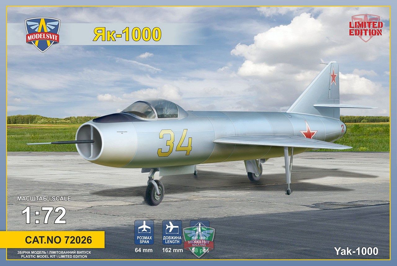 Yak 1000 Supersonic demostrator 1/72 #72026 by Modelsvit