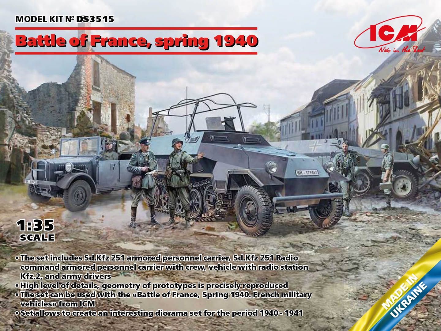 German Combat Vehicles Battle of France Spring 1940 1/35 #DS3515 by ICM