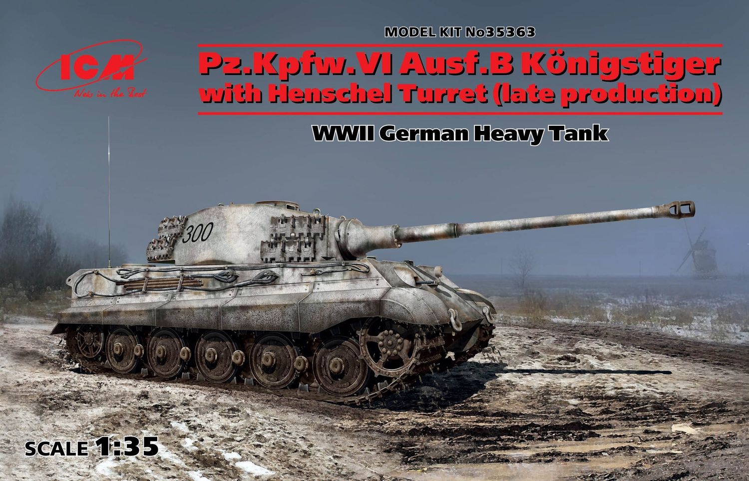 Pz.Kpfw.VI Ausf.B King Tiger with Henschel Turret (late production), WWII German Heavy Tank 1/35 by ICM