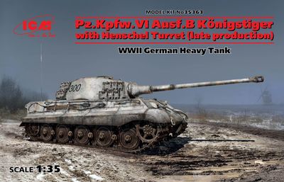 Pz.Kpfw.VI Ausf.B King Tiger with Henschel Turret (late production), WWII German Heavy Tank 1/35 by ICM