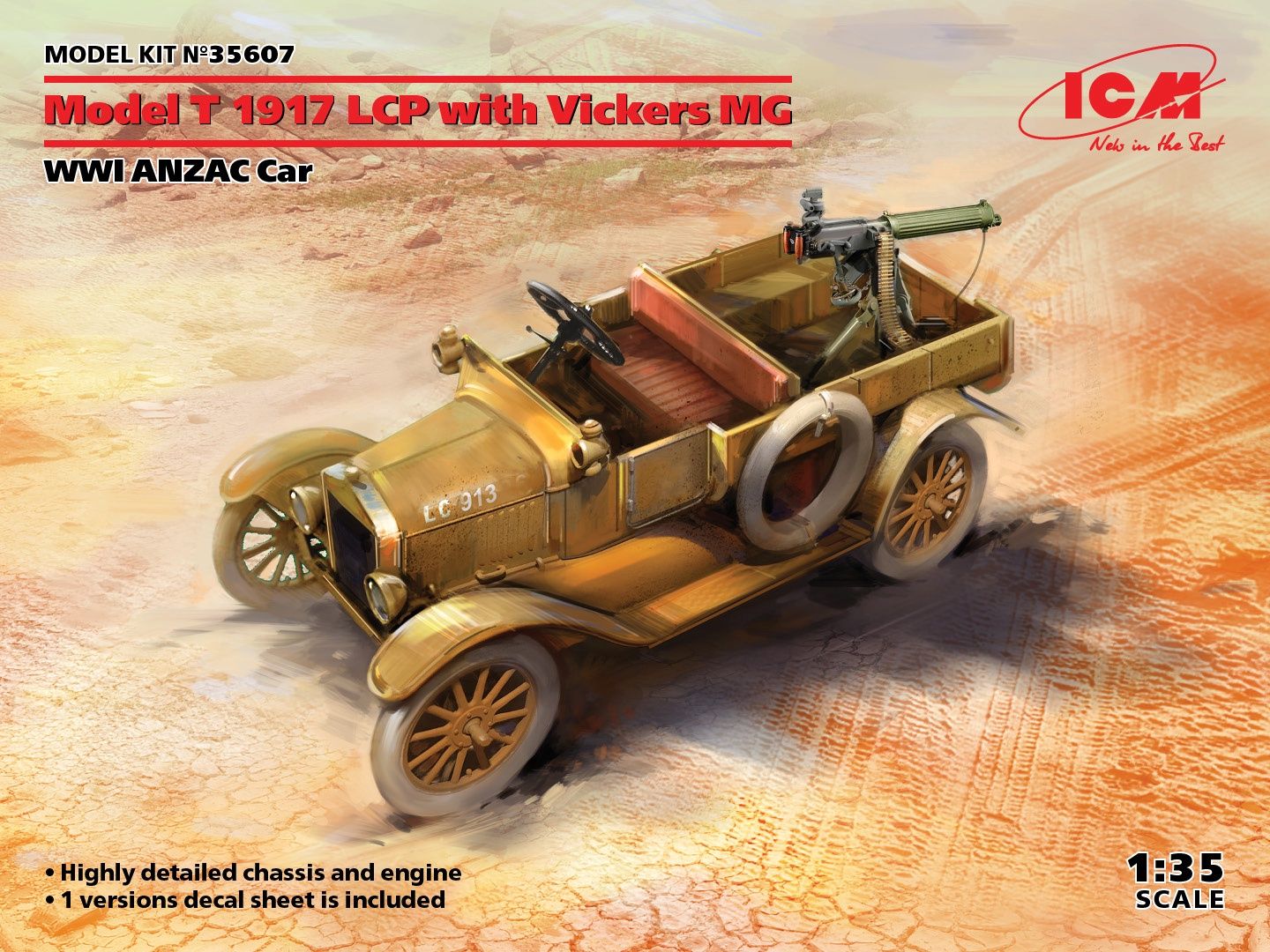 Model T 1917 LCP with Vickers MG - WWI ANZAC Car 1/35 #35607 by ICM