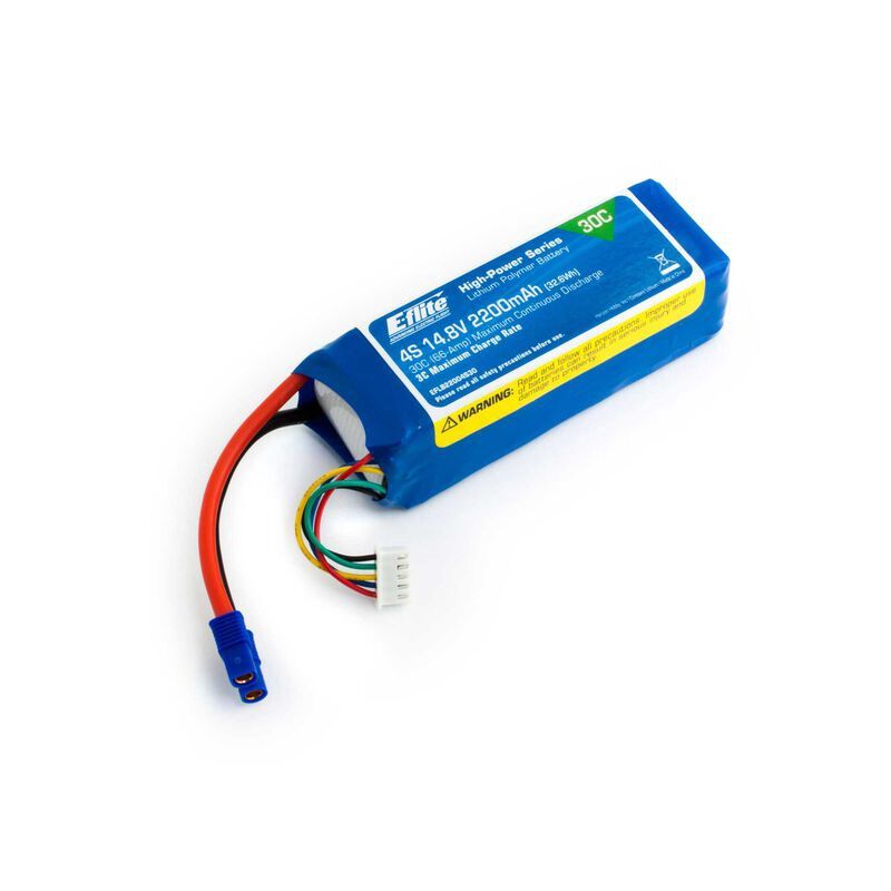 14.8V 2200mAh 4S 30C LiPo, Battery: EC3 Item No.EFLB22004S30