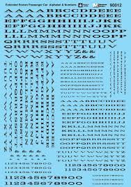 Microscale Decals Railroad Roman Letters and Numbers Black