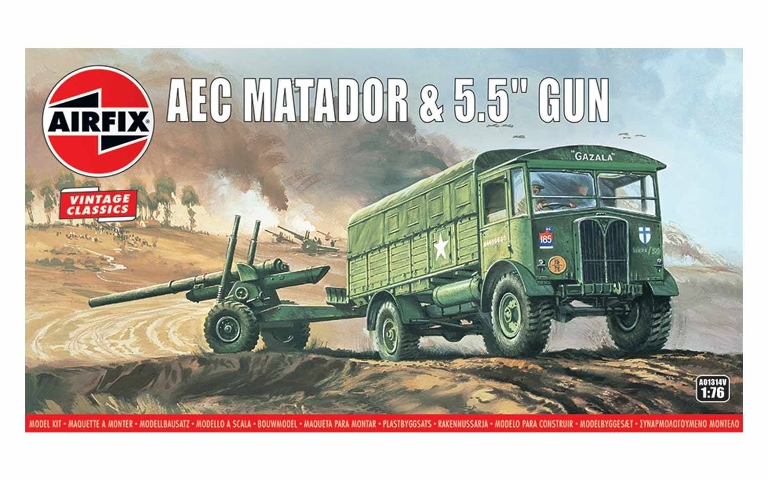 AEC Matatdor &amp; 5.5" Gun 1/76 #01314 by Airfix