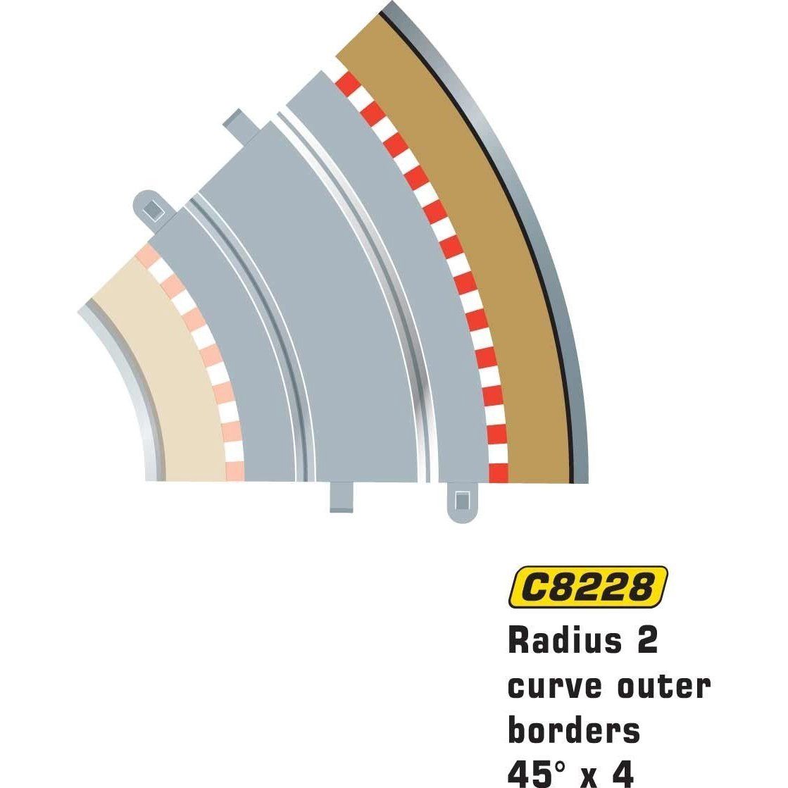 Scalextric Radius 2 Curve Outer Boarders 45 Degree 4pk