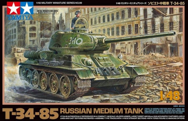 T-34-85 Russian Medium Tank 1/48 #32599 by Tamiya