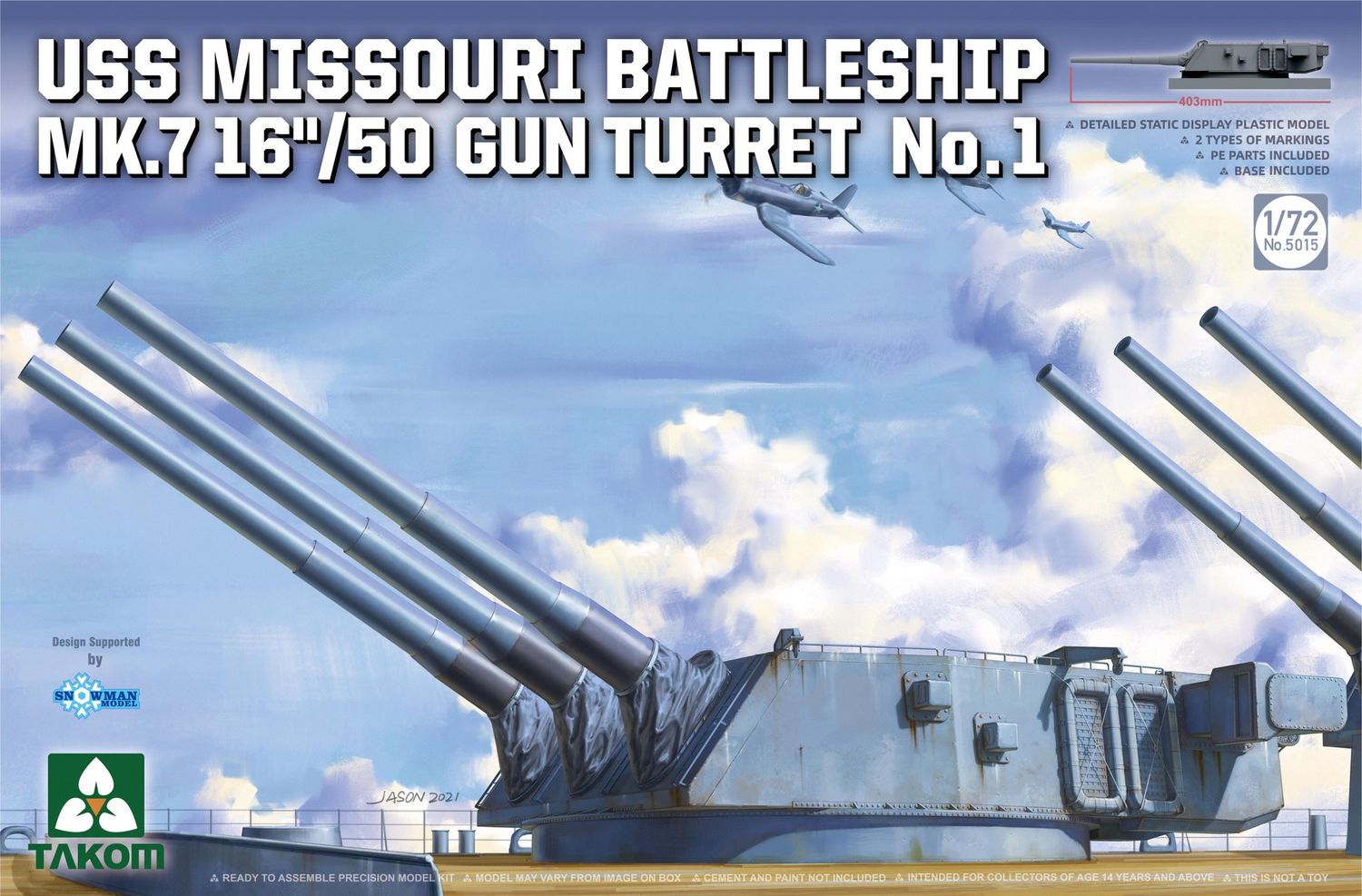Uss Missouri Mk.7 16"/50 Gun Turret No.1 1/72 #5015 by Takom
