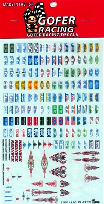 Gofer Racing Decals License plates USA/Canada decals 1/24