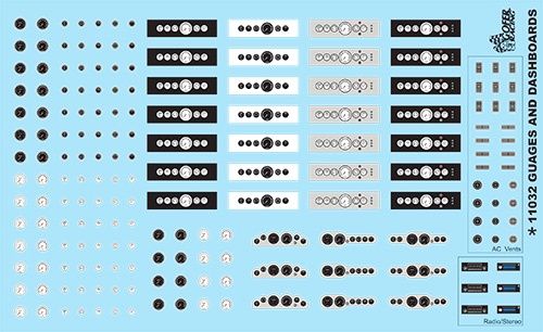 Gofer Racing Gauges &amp; Dashboard Model Car Decal Sheet 1/24