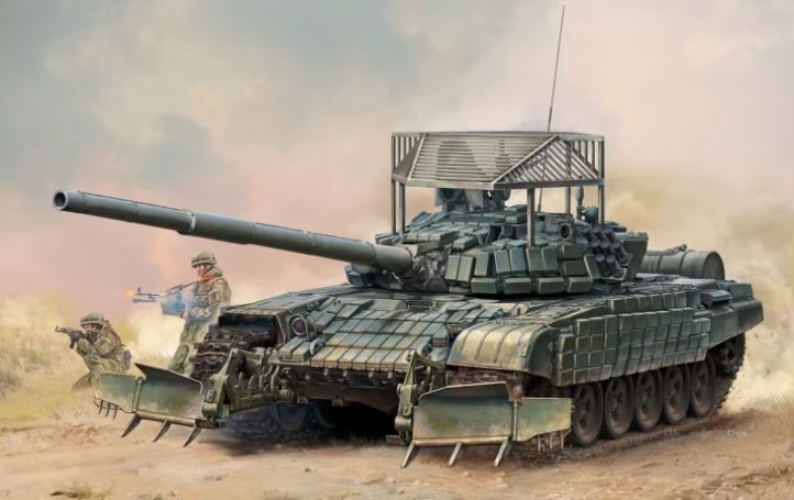 Russian T-72B1 with KTM-6 &amp; Grating Armour 1/35 #06909 by Trumpeter