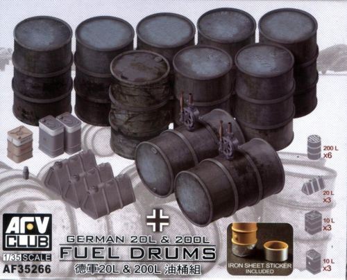 German 20L &amp; 200L Fuel Drums 1/35 #AF35266 by AFV Club