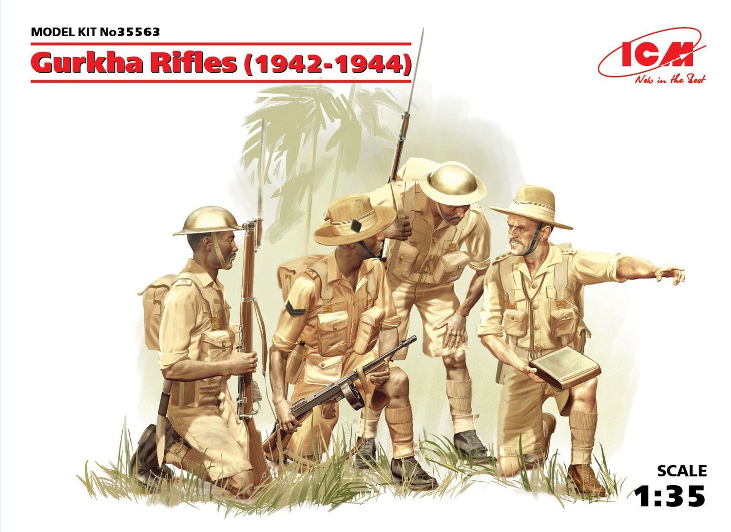 Gurkha Rifles (1944) (Set of 4 Figures) 1/35 #35563 by ICM