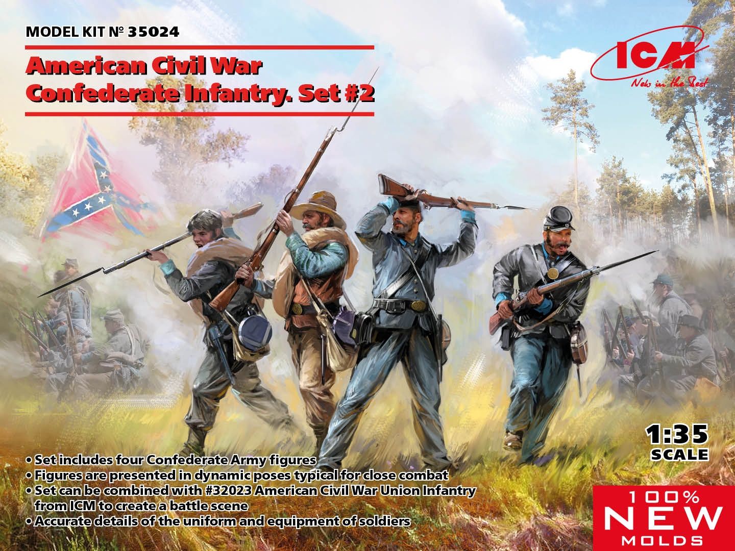 American Civil War Confederate Infantry Set #2 (100% new molds) 1/35 #35024 by ICM
