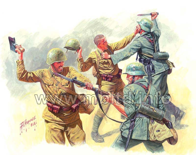Hand to Hand Combat German &amp; Russian Infantry Eastern Front 1/35 #MB3524 by Master Box