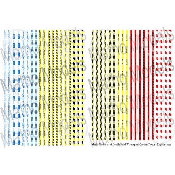 Double Sided Warning &amp; Caution Tape #35108 Printed Glossy Paper 1/35 by Matho Models