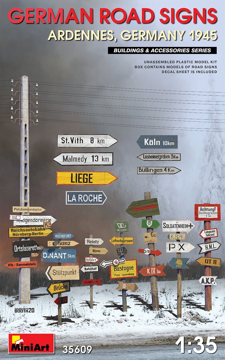 German Road Signs Ardennes, Germany 1945 #35609 1/35 Detail Kit by MiniArt