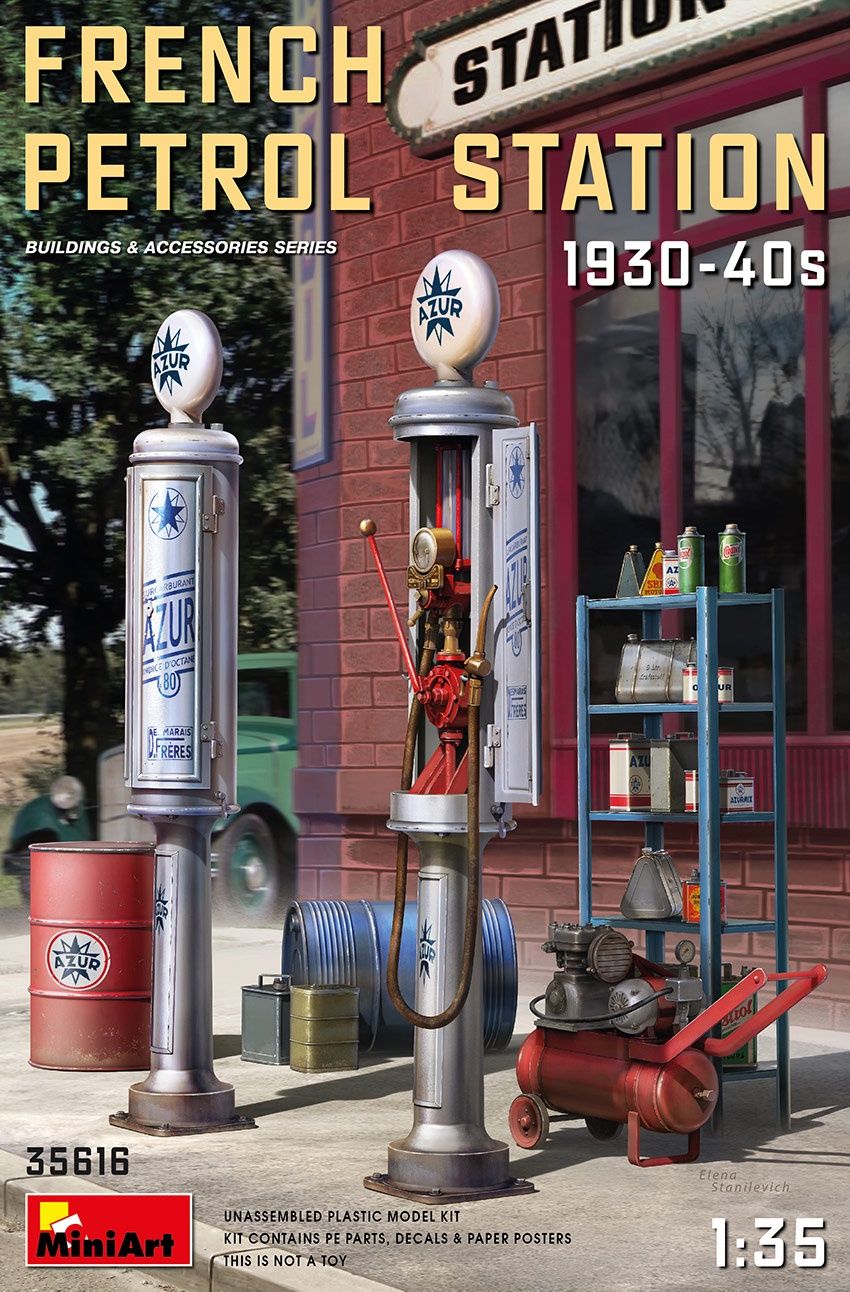 French Petrol Station 1930s-1940s #35616 1/35 Scenery Kit by MiniArt