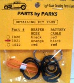 1/24-1/25 Detail Set 2: Radiator Hose, Orange Heater Hose, Black Battery Cable &amp; Tinned Copper Wire for Brake/Fuel Lines &amp; Carburetor Linkage by Parts by Parks