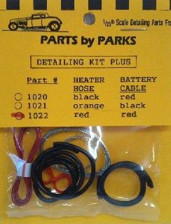 1/24-1/25 Detail Set 3: Radiator Hose, Red Heater Hose, Red Battery Cable &amp; Tinned Copper Wire for Brake/Fuel Lines &amp; Carburetor Linkage by Parts by Parks