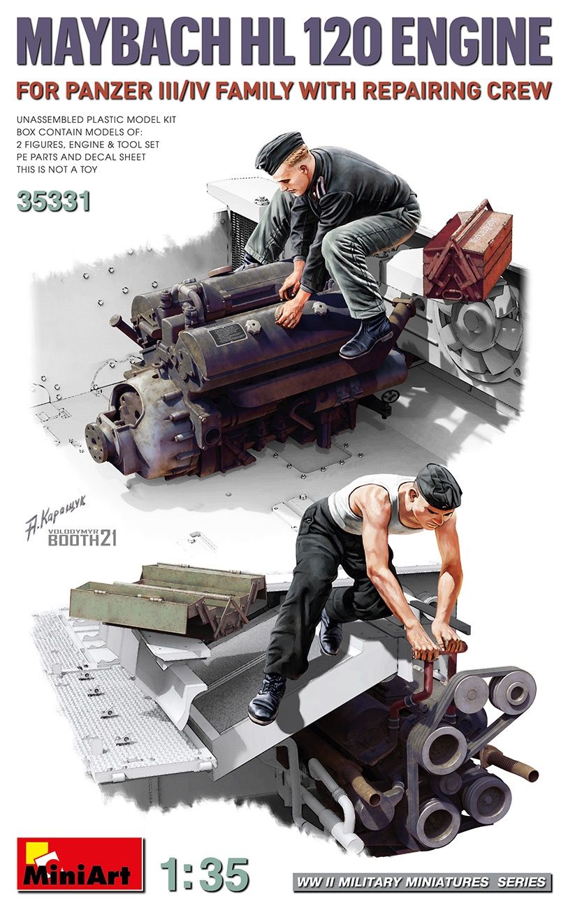 Maybach HL 120 Engine for Panzer III/IV Family w/Repair Crew #35331 1/35 Figure Kit by MiniArt