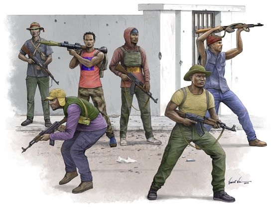 African Freedom Fighters #00438 1/35 Figure Kits by Trumpeter