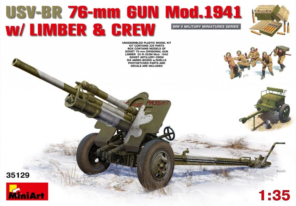 USV-BR 76-mm Gun Mod.1941 w/Limber &amp; Crew 1/35 #35129 by MiniArt