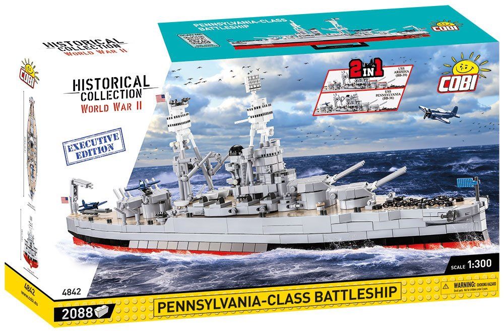 Historical Collection WWII: 4842 Pennsylvania - Class Battleship 2 In 1 Arizona (BB-39) + USS Pennsylvania (BB-38) Executive Edition 2088 PCS