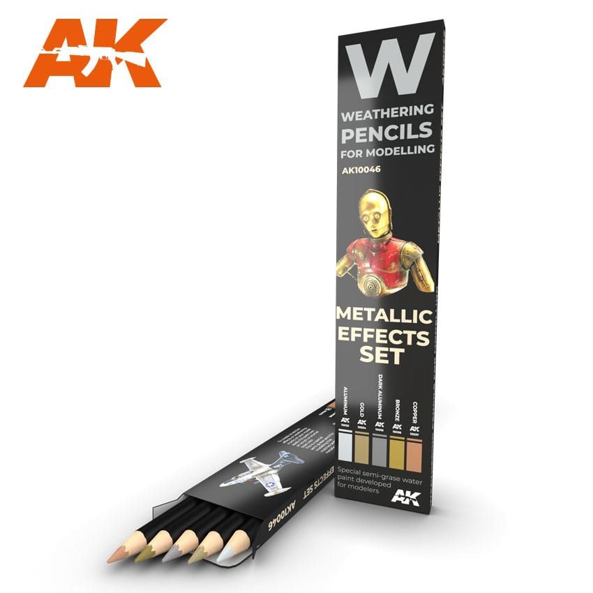 AK-10046 Weathering Pencil Set - Metallic Effects Set