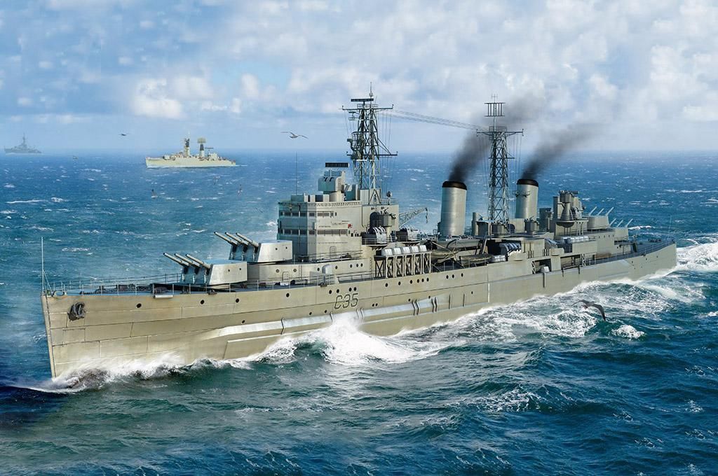 Belfast 1959 Warship 1/700 Model Ship Kit #06702 by Trumpeter