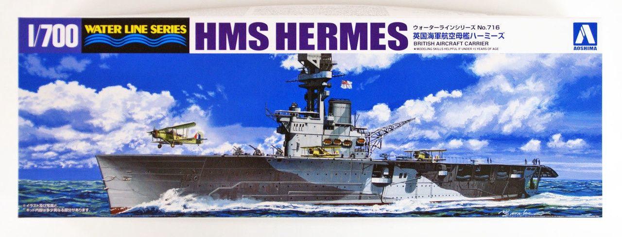 British Aircraft Carrier HMS Hermes Battle of Ceylon Sea 1/700 Model Ship Kit #05103 by Aoshima