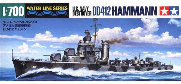 Navy Destroyer DD412 Hammann 1/700 Model Ship Kit #31911 by Tamiya