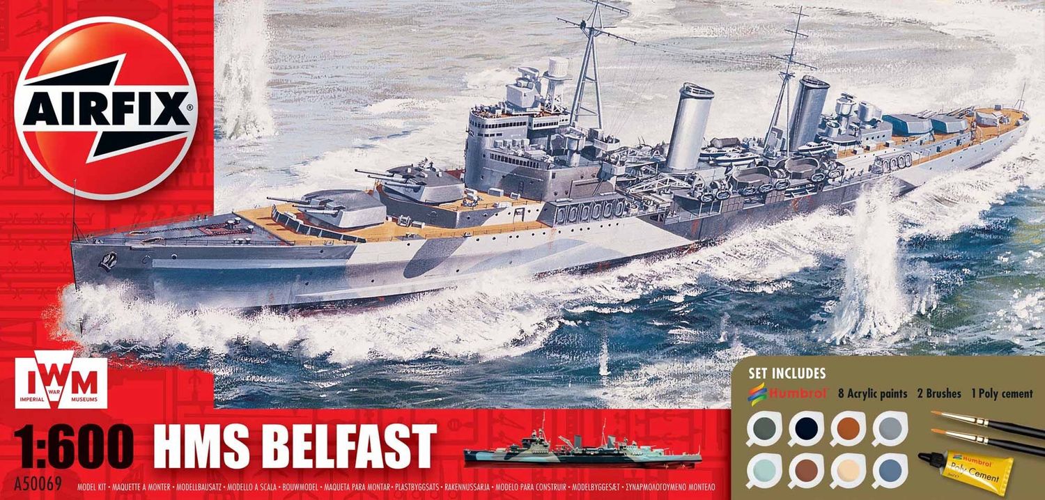 HMS Belfast Gift Set 1/600 Model Ship Kit #50069 by Airfix