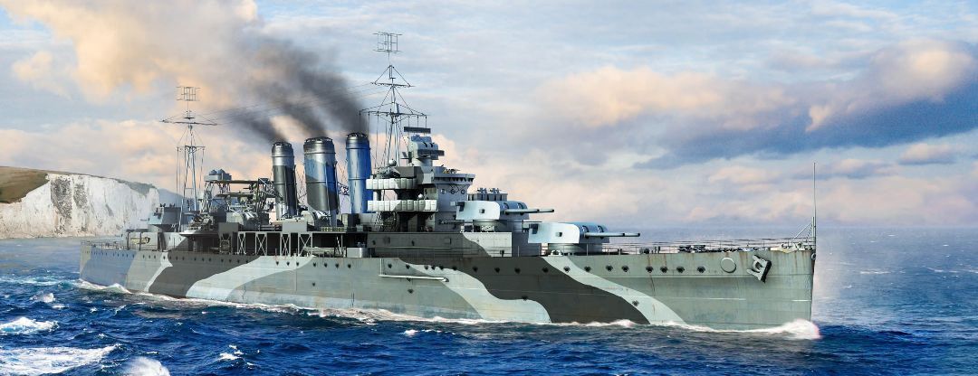 HMS Kent 1/700 Model Ship Kit #6735 by Trumpeter