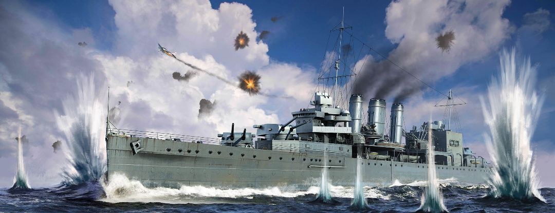 HMS Cornwall 1/700 Model Ship Kit #6734 by Trumpeter
