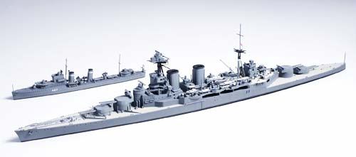 Hood &amp; E Class Destroyer 1/700 Model Ship Kit #31806 by Tamiya
