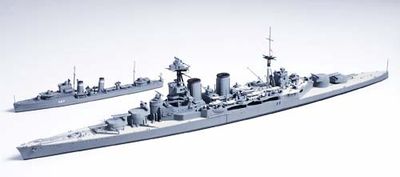 Hood &amp; E Class Destroyer 1/700 Model Ship Kit #31806 by Tamiya