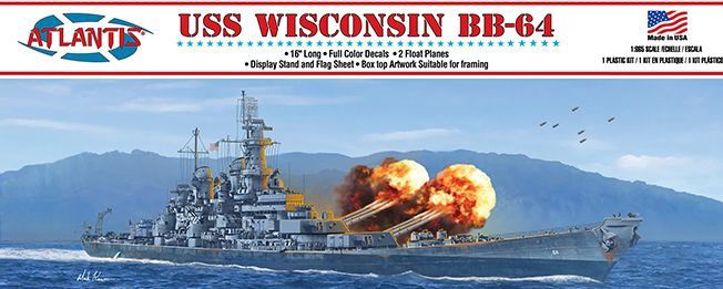 USS Wisconsin BB-64 Battleship 16" Model Ship Kit #3006 by Atlantis