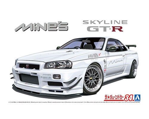 2002 Nissan Mine's BNR34 Skyline GT-R Model Car Kit #05986 1/24 by Aoshima