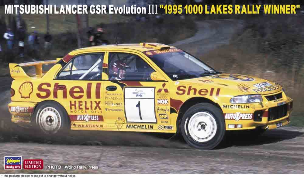Mitsubishi Lancer GSR Evolution III "1995 1000 Lakes Rally Winner" 1/24 Model Car Kit #20560 by Hasegawa