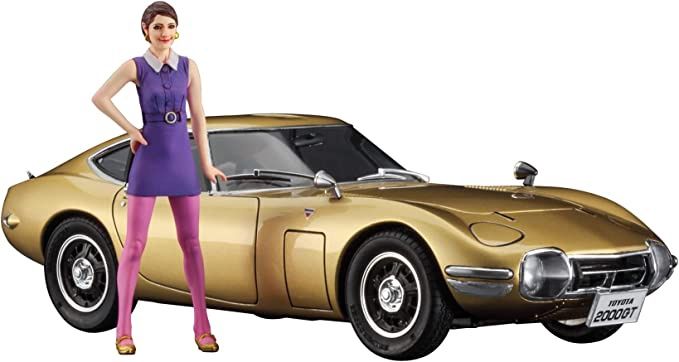 Toyota 2000GT "Gold" w/60's Girl's Figure 1/24 Model Car Kit #52333 by Hasegawa