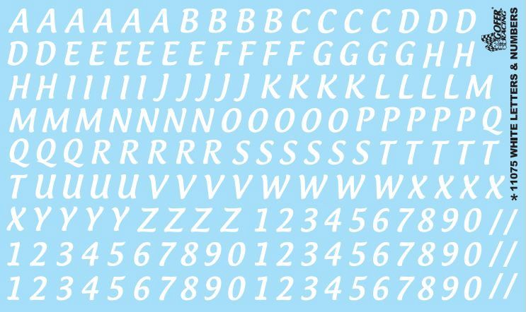 Letters and Numbers 5/8 inch Tall (White)