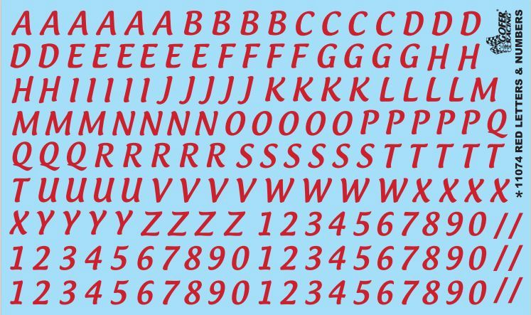 Letters and Numbers 5/8 inch Tall (Red)