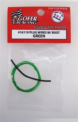 Plug Wires With Boot Green 1/24 by Gofer Racing