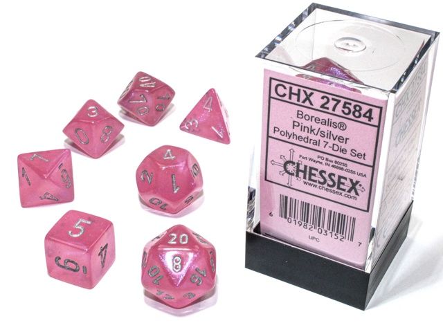 Chessex Borealis 7-Die Set Pink/Silver Luminary CHX27584