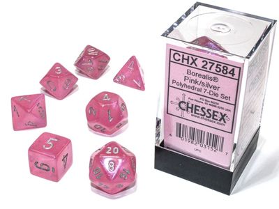 Chessex Borealis 7-Die Set Pink/Silver Luminary CHX27584