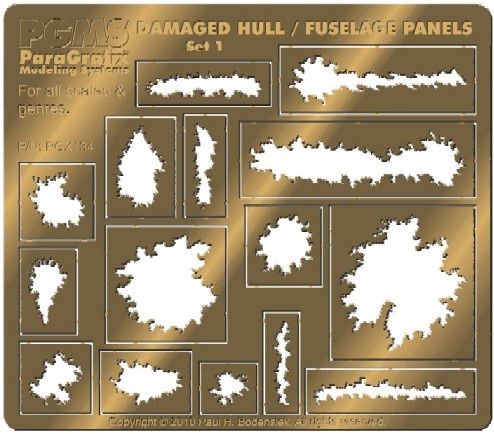 ParaGrafix Various Sizes Damaged Hull, Fuselage Panels Photo-Etch Set (15 different) #134